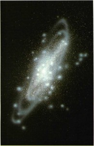  איור 8: בגלקסיה נבחין באזור בעל צפיפות כוכבים גבוהה במיוחד. אפשר לומר כ׳ זהו המושך של הגלקסיה.